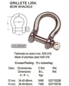 Sjakkel rustfri (AISI316) 14MM (15) Erst OEM: GS71027B